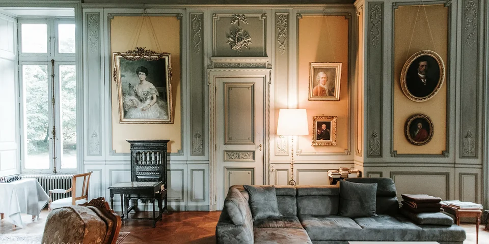 Historic salon at Château de L’Isle Marie